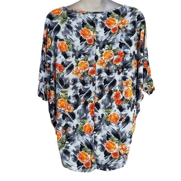 Frumos Women's Autumn Floral Print Batwing Tunic Top - Picture 2 of 6